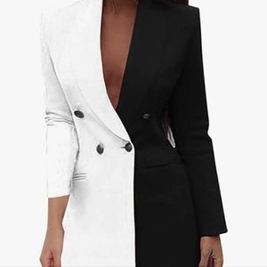 BRAND NEW- Color block women's blazer, size Large, black/white